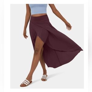 Halara Breezeful High Waisted High Low 2-in-1 maxi skirt Amaranth/burgundy Small
